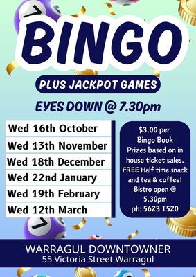 Wednesday Night Bingo - Warragul Downtowner